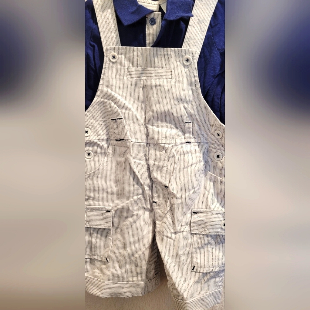 Baby Boys Seersucker Shortall and Polo Shirt, 2 Piece Set - Picture 5 of 5